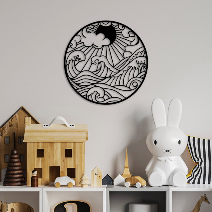 Wallity Waves 1 Escultura de Pared Negra